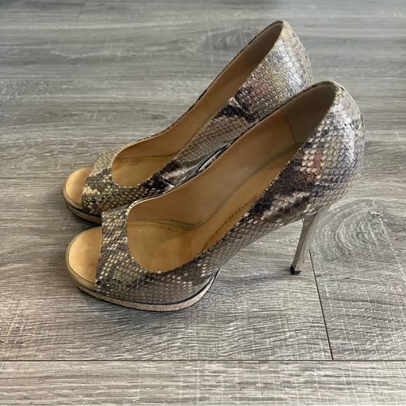 Giuseppe Zanotti Design Snakeskin Crome Heel Pumps Peep Toe - Picture 2 of 6